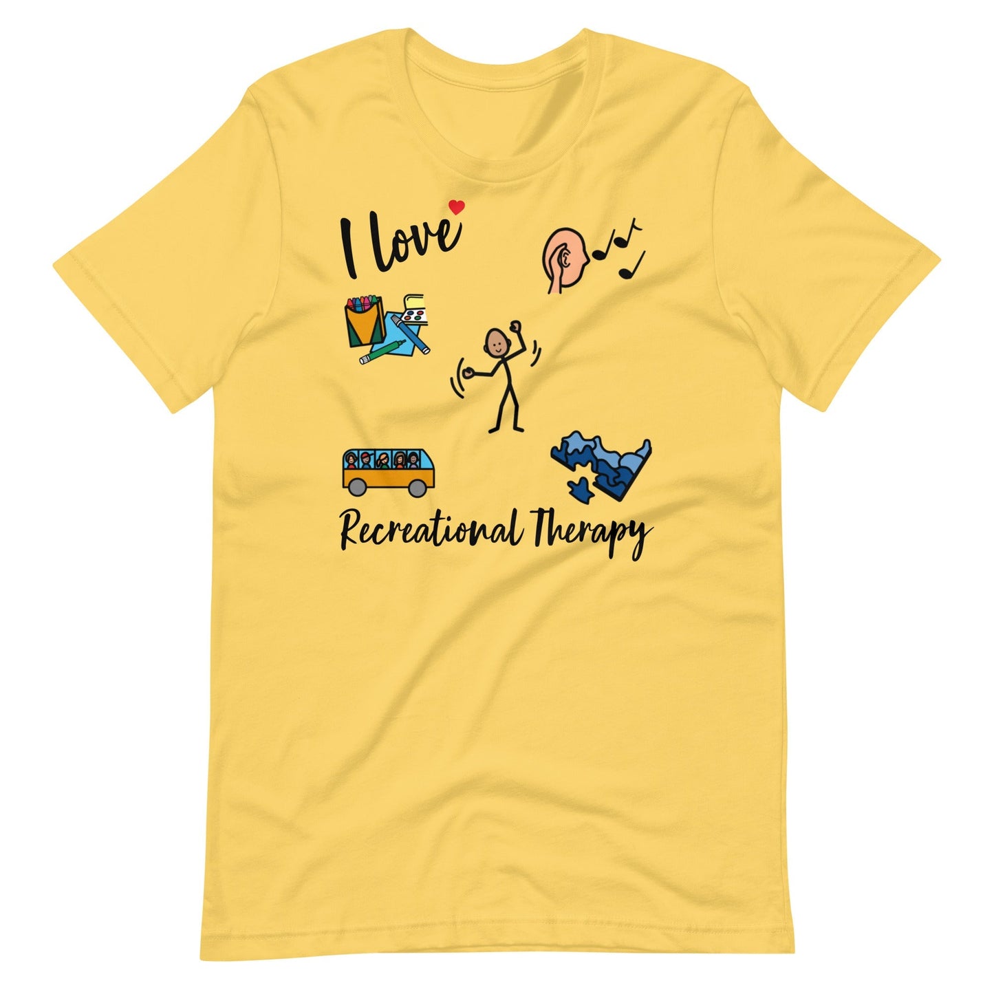 "I Love Recreational Therapy" Rec Therapist t-shirt with Boardmaker Picture Communication Symbols Unisex