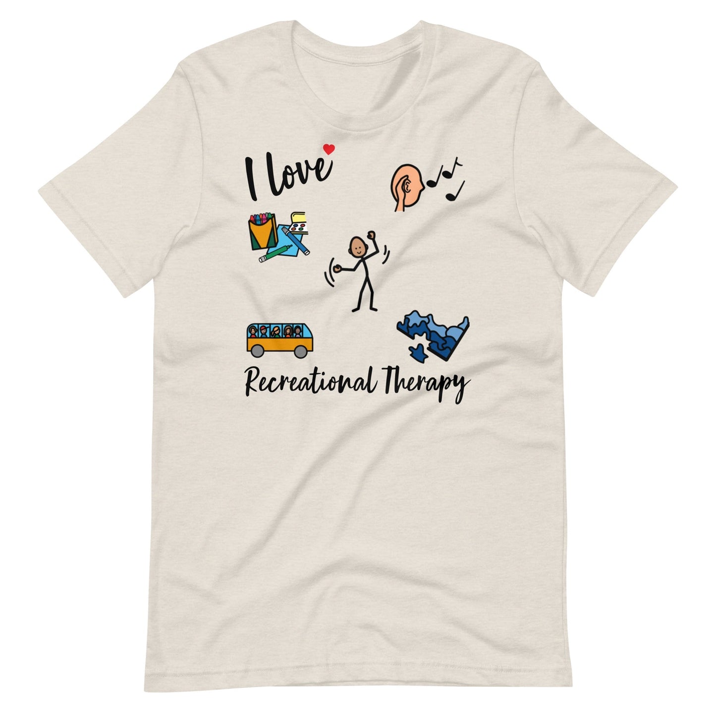 "I Love Recreational Therapy" Rec Therapist t-shirt with Boardmaker Picture Communication Symbols Unisex