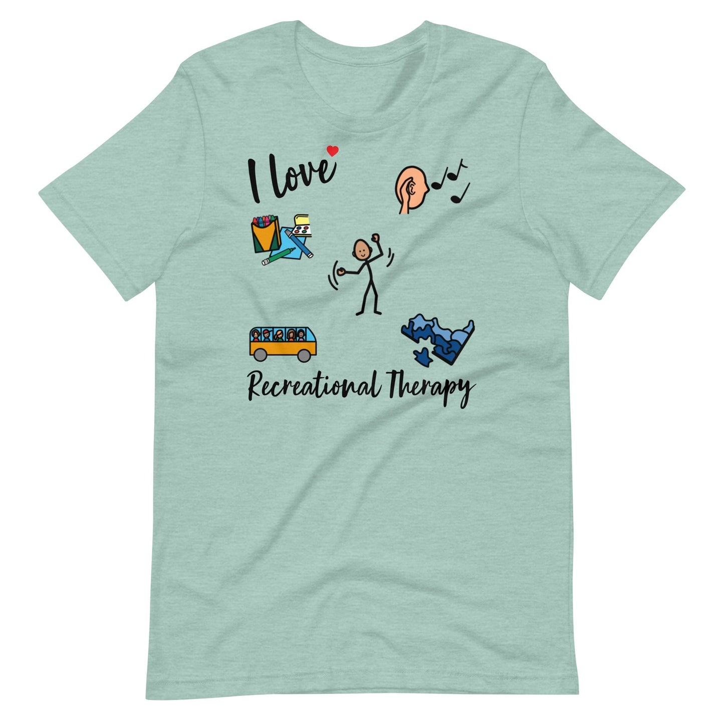 "I Love Recreational Therapy" Rec Therapist t-shirt with Boardmaker Picture Communication Symbols Unisex