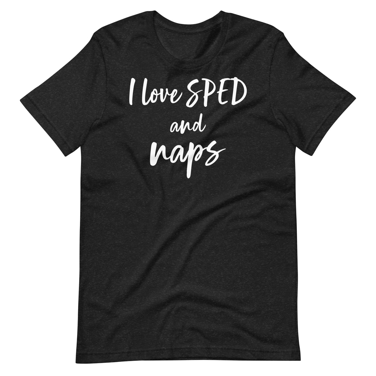 Funny Special Ed. Teacher Shirt, "I love SPED and Naps" gray