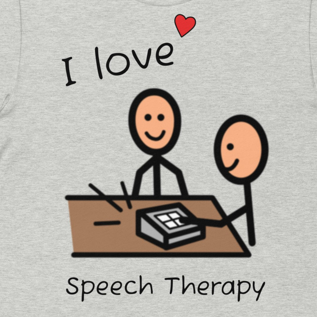 "I Love Speech Therapy" SLP T-Shirt with Boardmaker Picture Communication Symbols Unisex