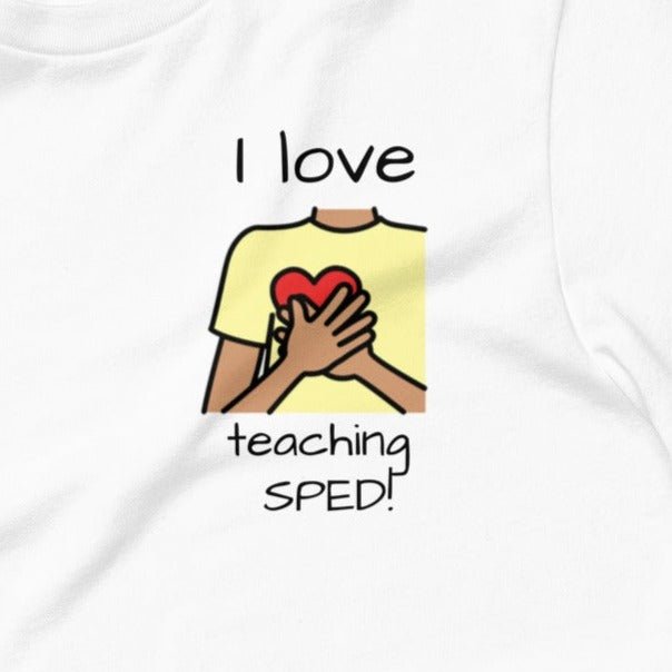 "I Love Teaching SPED" Special Education Teacher T-shirt with Boardmaker PCS Unisex