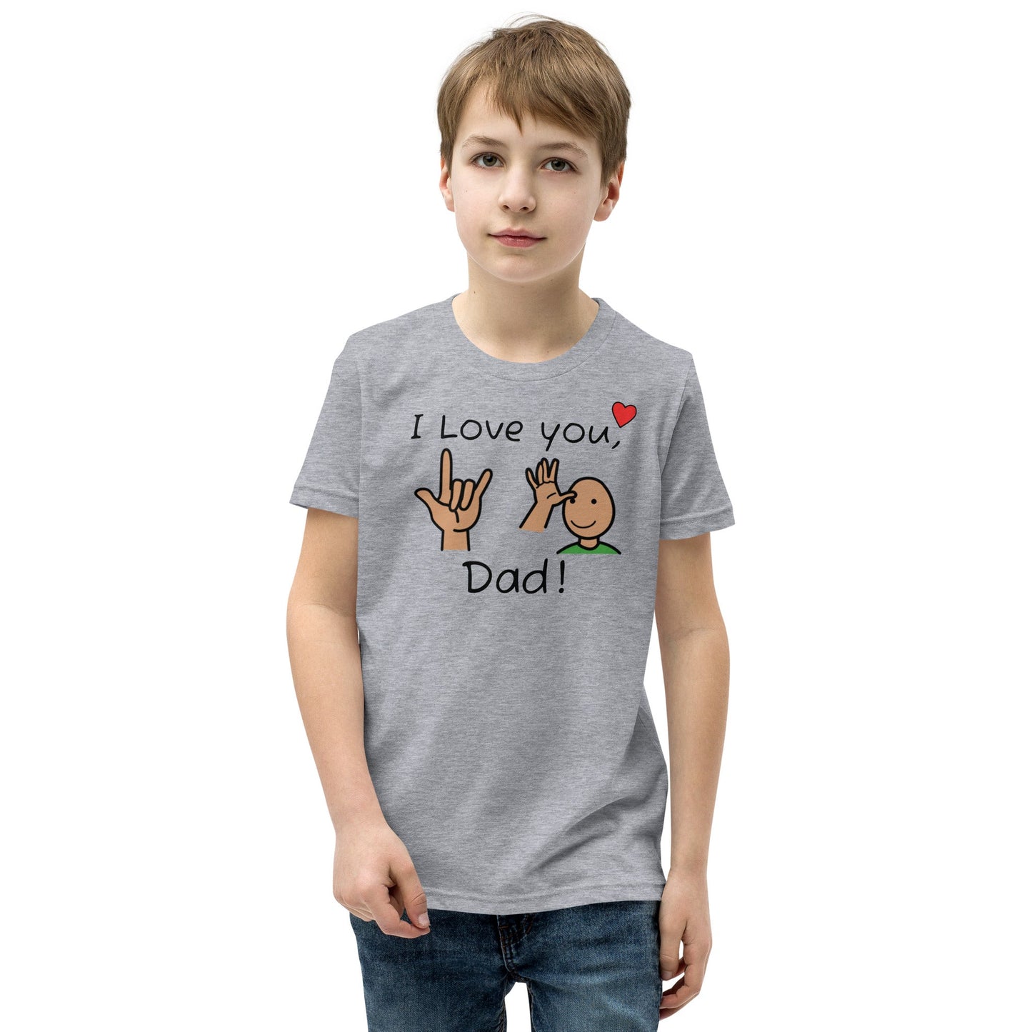 "I Love You, Dad" Youth T-shirt with ASL and Boardmaker PCS; Autism