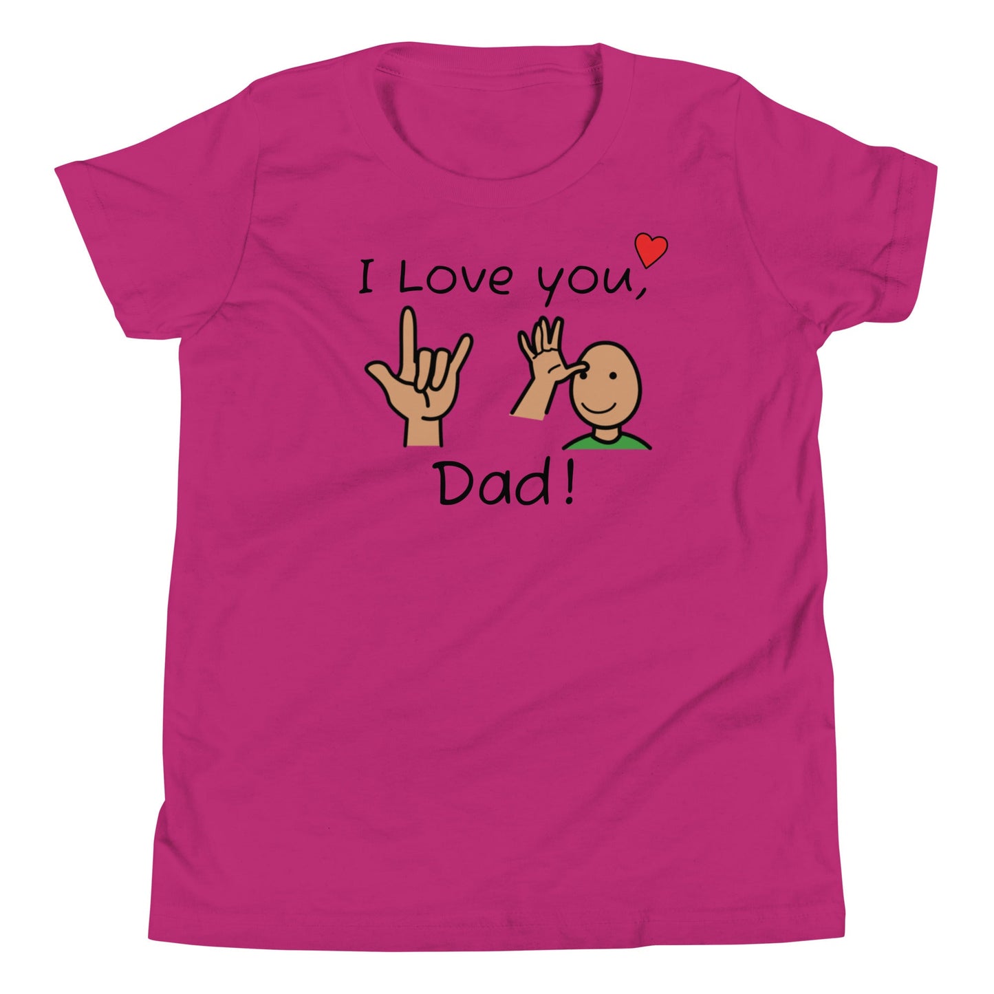 "I Love You, Dad" Youth T-shirt with ASL and Boardmaker PCS; Autism