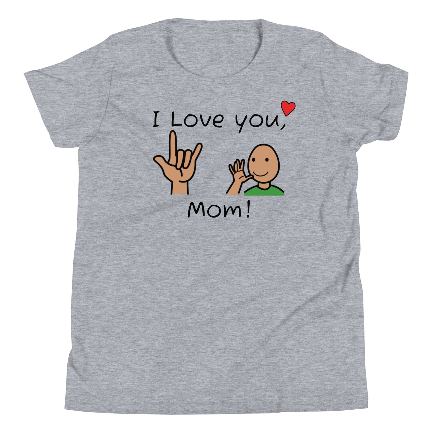 I love you Mom Kids t-shirt with sign language and Boardmaker PCS autism, mother's day shirt