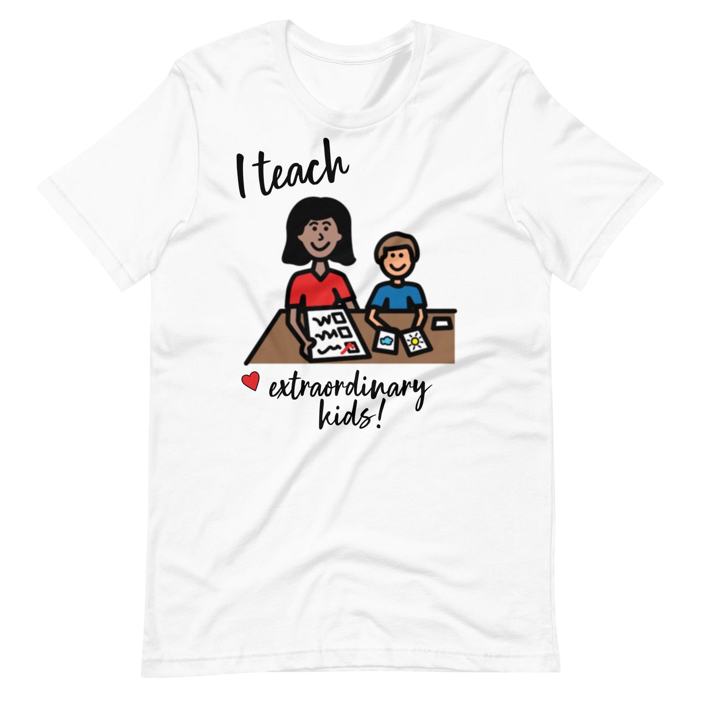 "I Teach Extraordinary Kids" Special Education Autism Teacher T-shirt with Boardmaker PCS Unisex