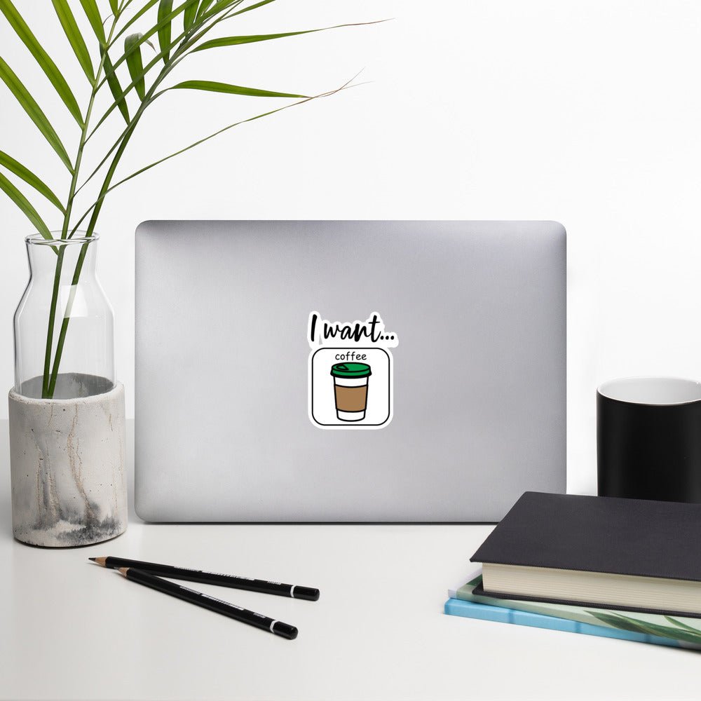 "I Want Coffee" vinyl sticker with Boardmaker  PCS for Special Education Teachers and SLP