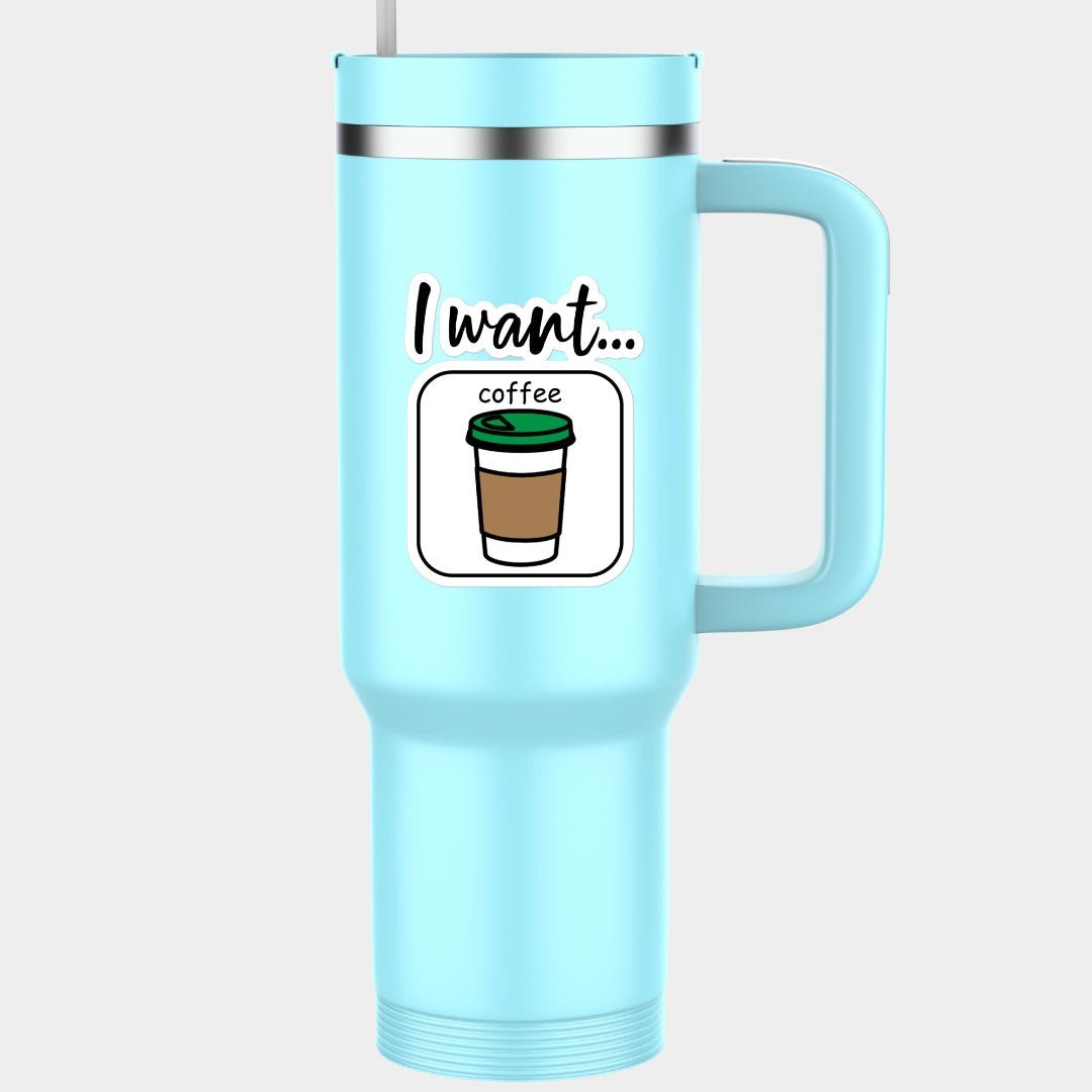 Special Education Vinyl Sticker "I want coffee" with Picture Communication Symbols |Autism acceptance| AAC| SLP