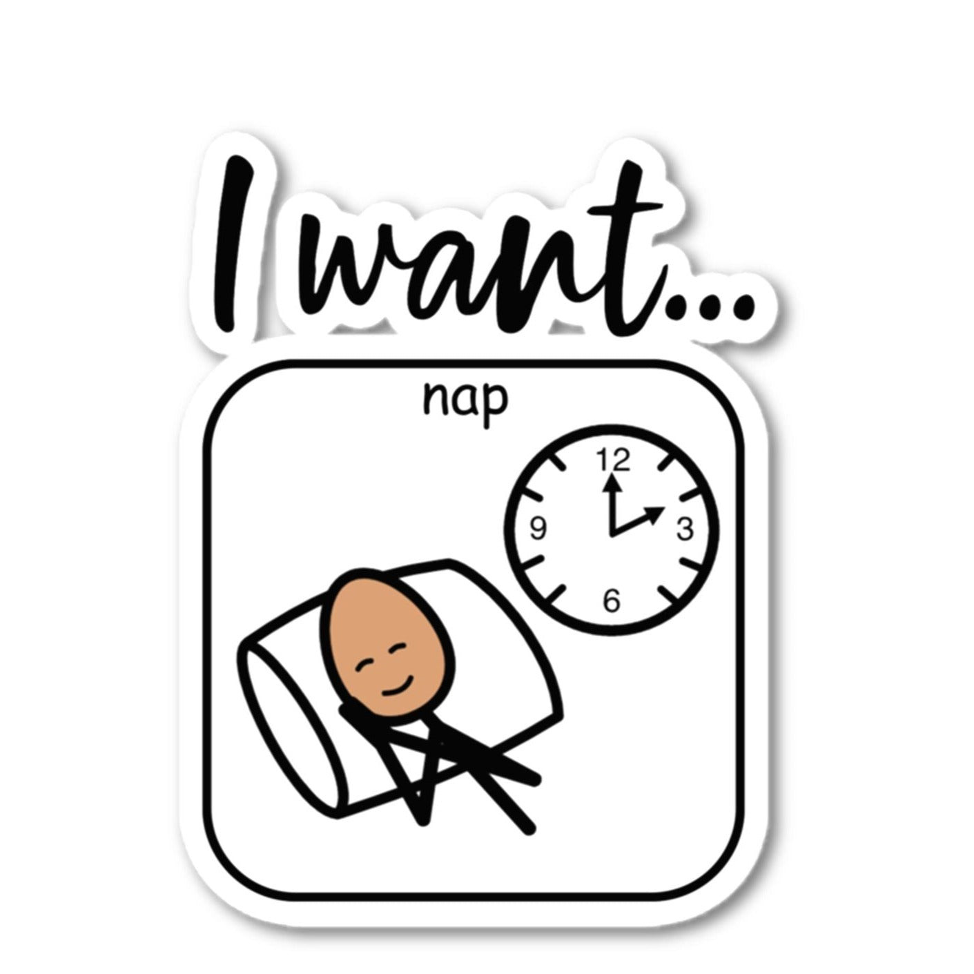 Special Education Vinyl Sticker "I want Nap" with Picture Communication Symbols |Autism acceptance| AAC| SLP