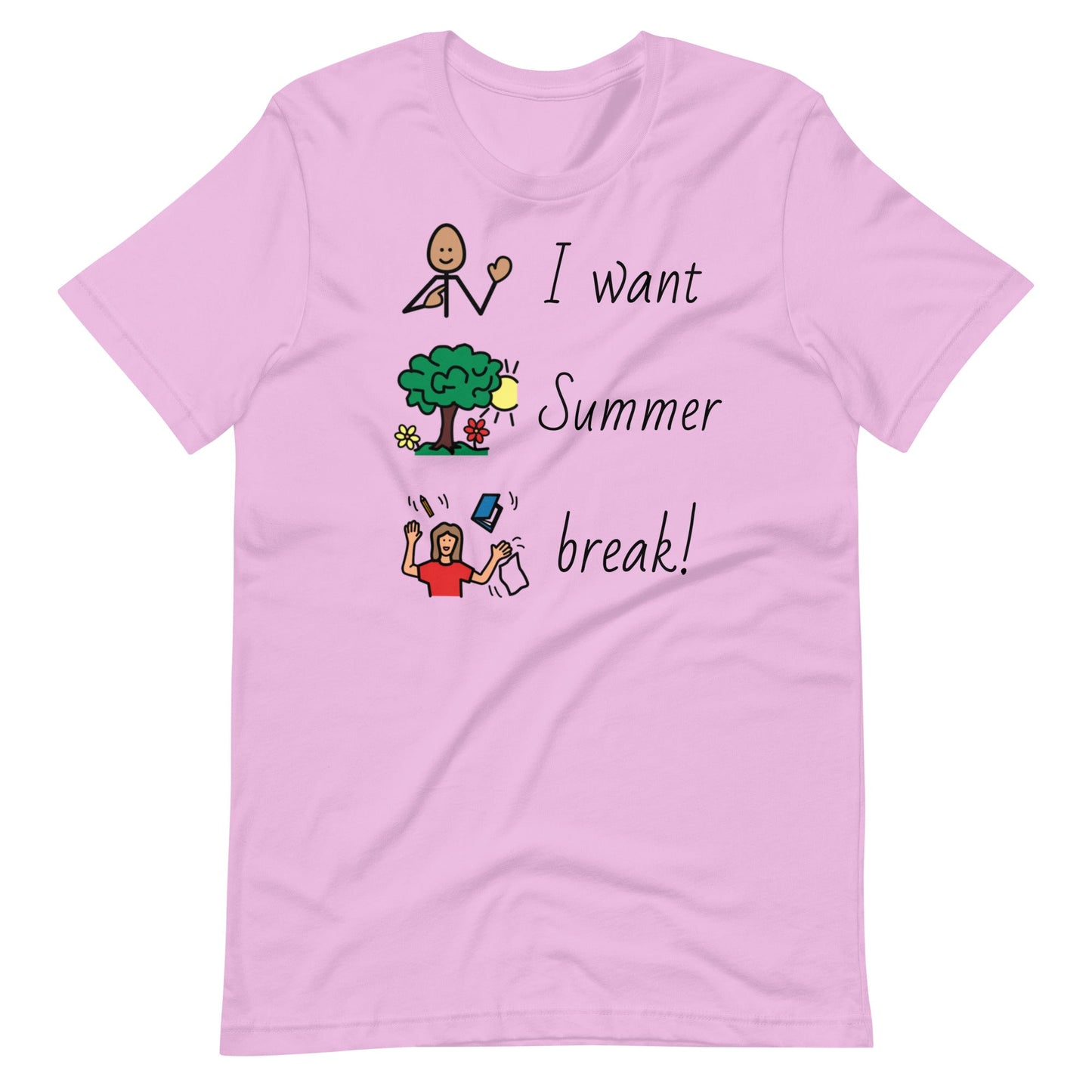 "I Want Summer Break" Special Education Teacher T-Shirt with Boardmaker Symbols Unisex