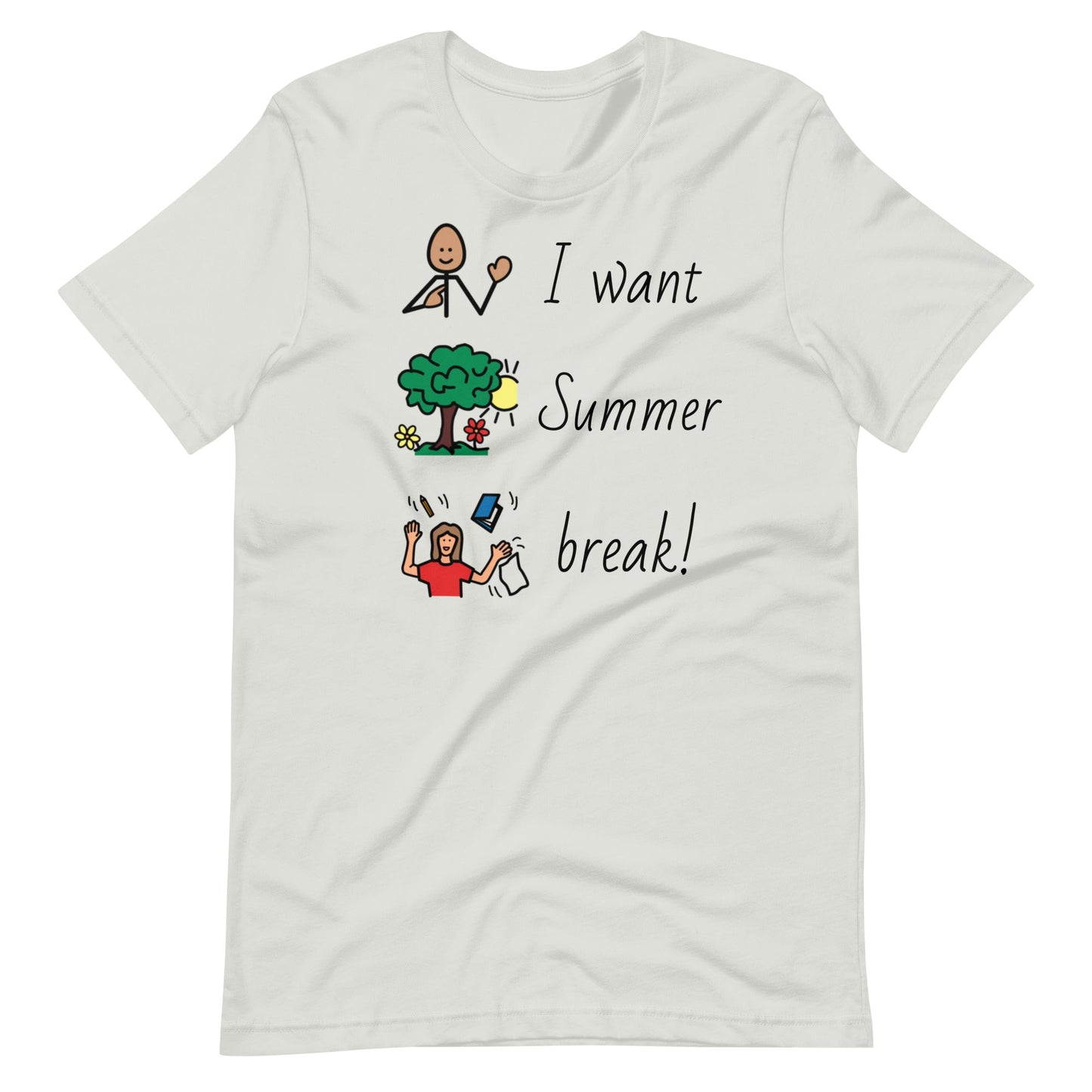 "I Want Summer Break" Special Education Teacher T-Shirt with Boardmaker Symbols Unisex