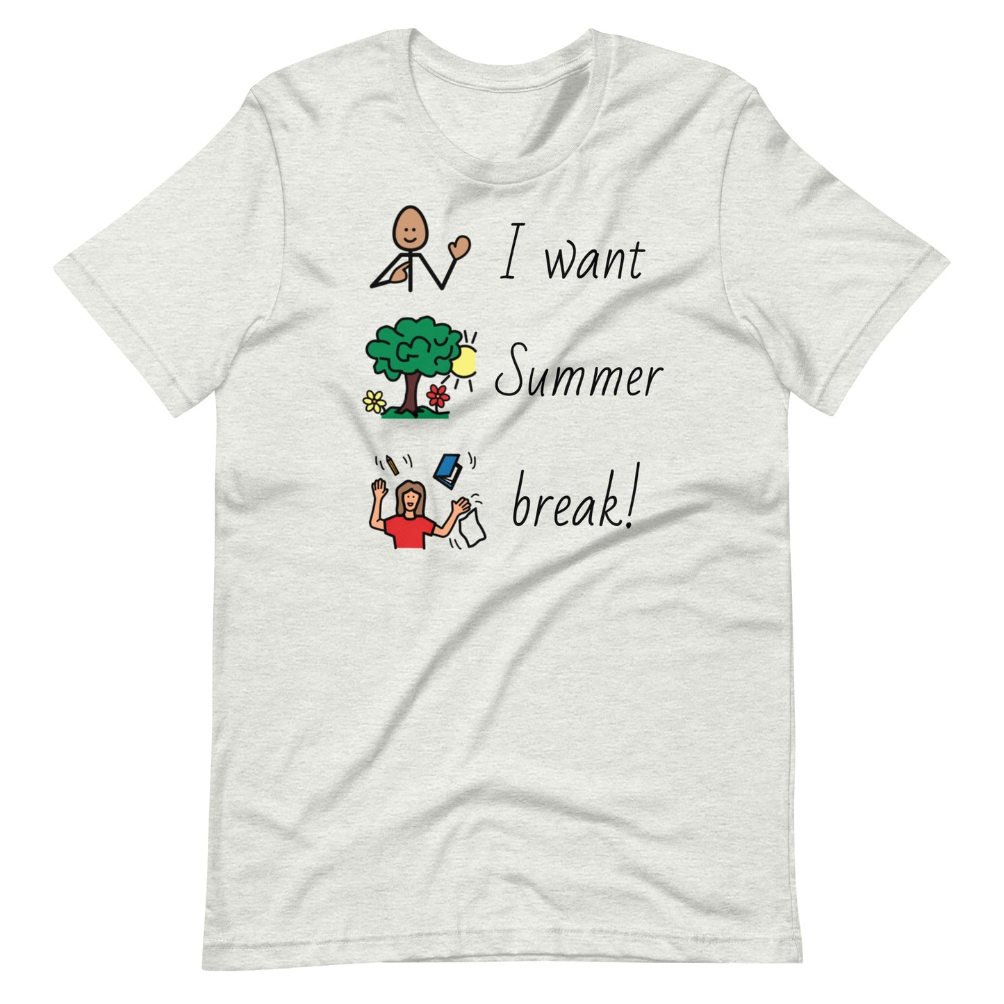 "I Want Summer Break" Special Education Teacher T-Shirt with Boardmaker Symbols Unisex