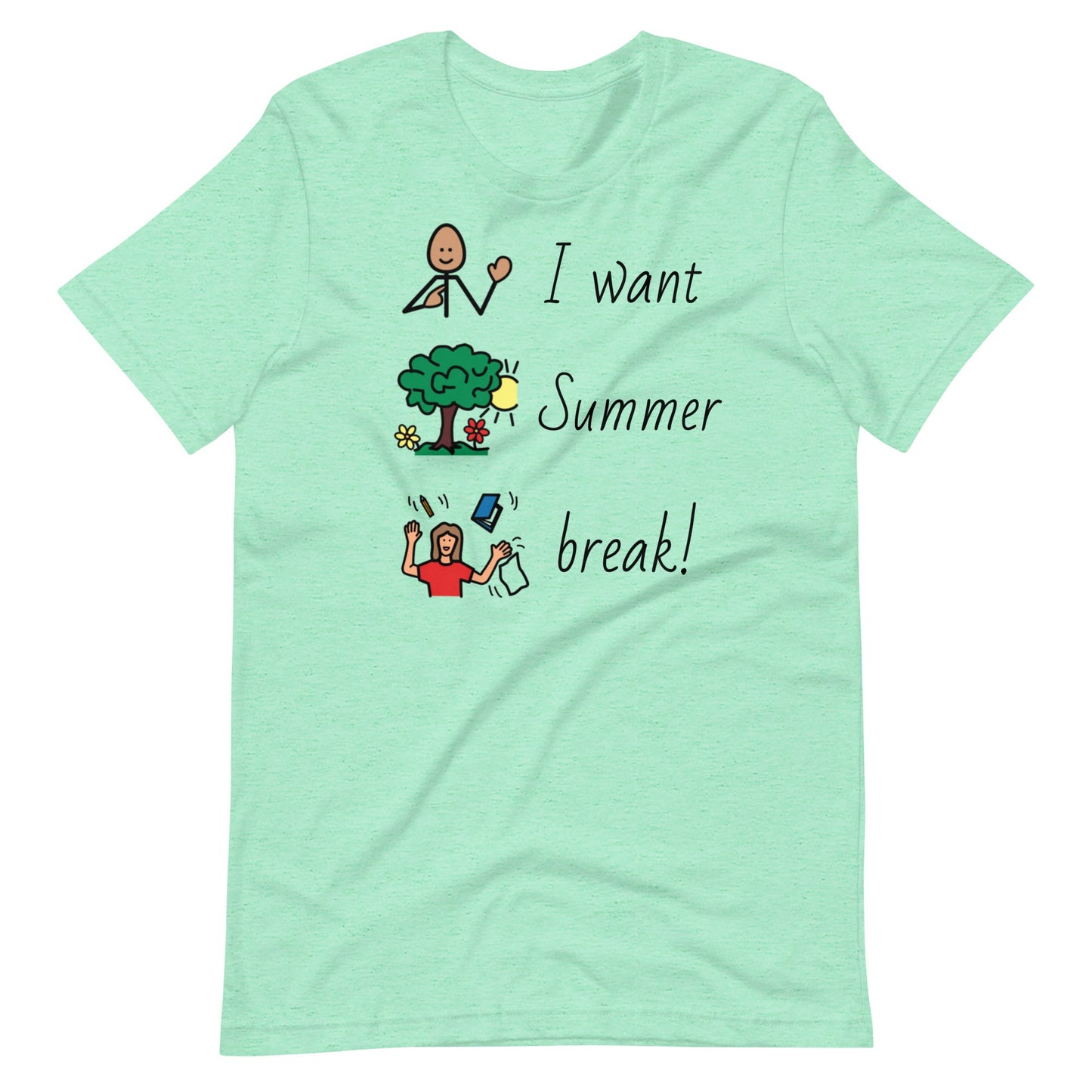 "I Want Summer Break" Special Education Teacher T-Shirt with Boardmaker Symbols Unisex