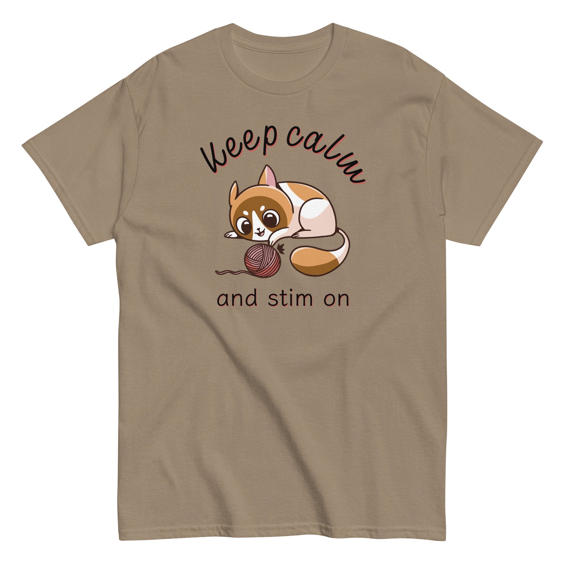 Autism Awareness t-shirt, "Stim" Special Education Teacher shirt with cat unisex brown