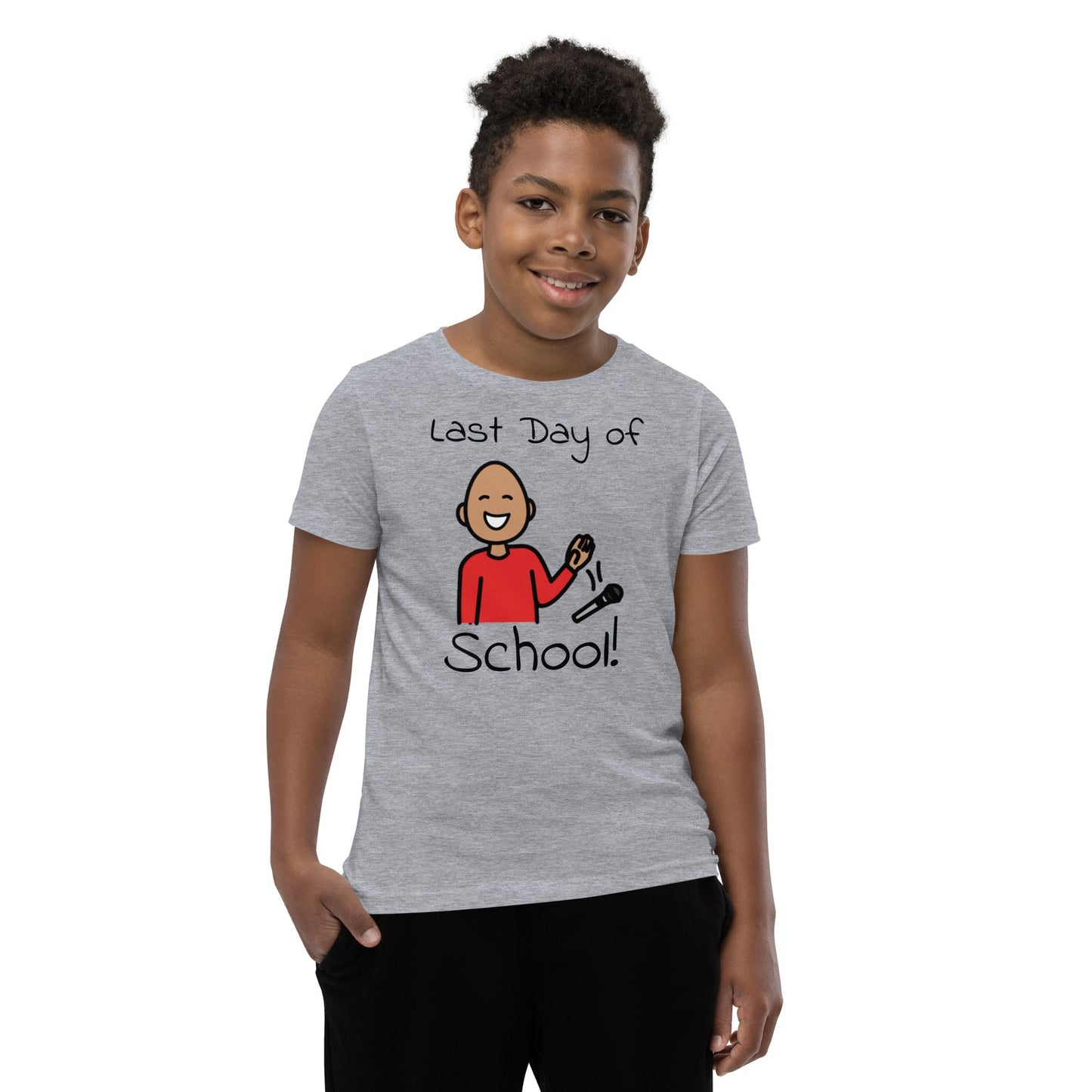 "Last Day of School" Youth T-shirt Autism with  and Boardmaker PCS Symbols Unisex