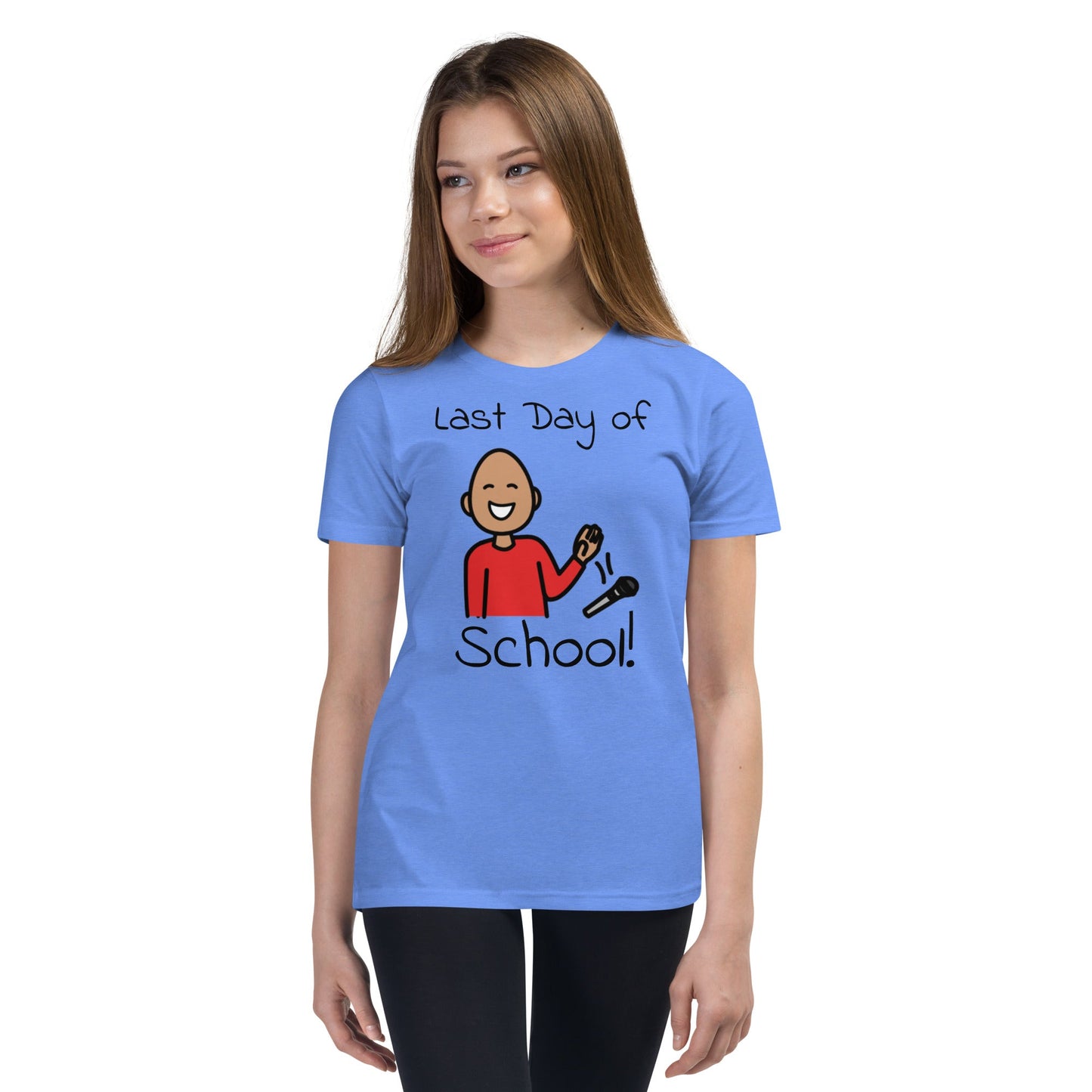 "Last Day of School" Youth T-shirt Autism with  and Boardmaker PCS Symbols Unisex