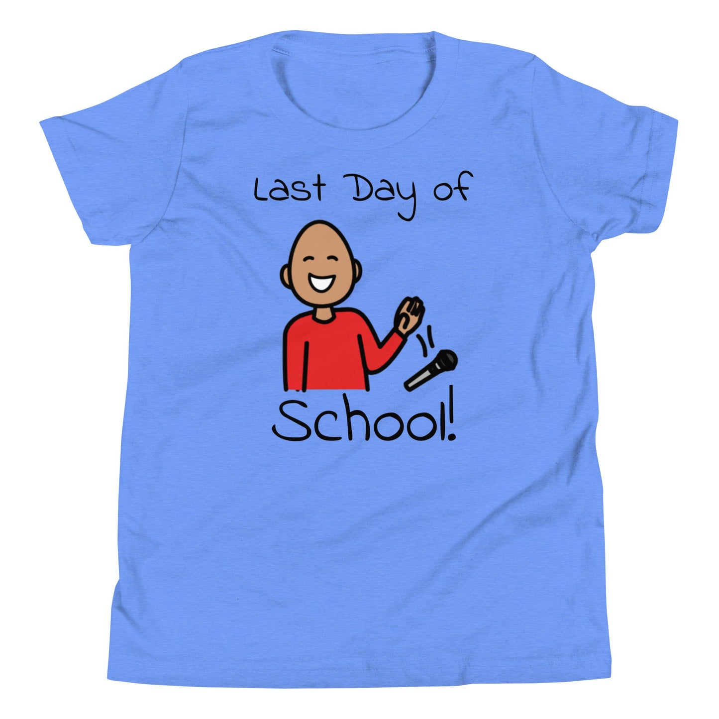 "Last Day of School" Youth T-shirt Autism with  and Boardmaker PCS Symbols Unisex