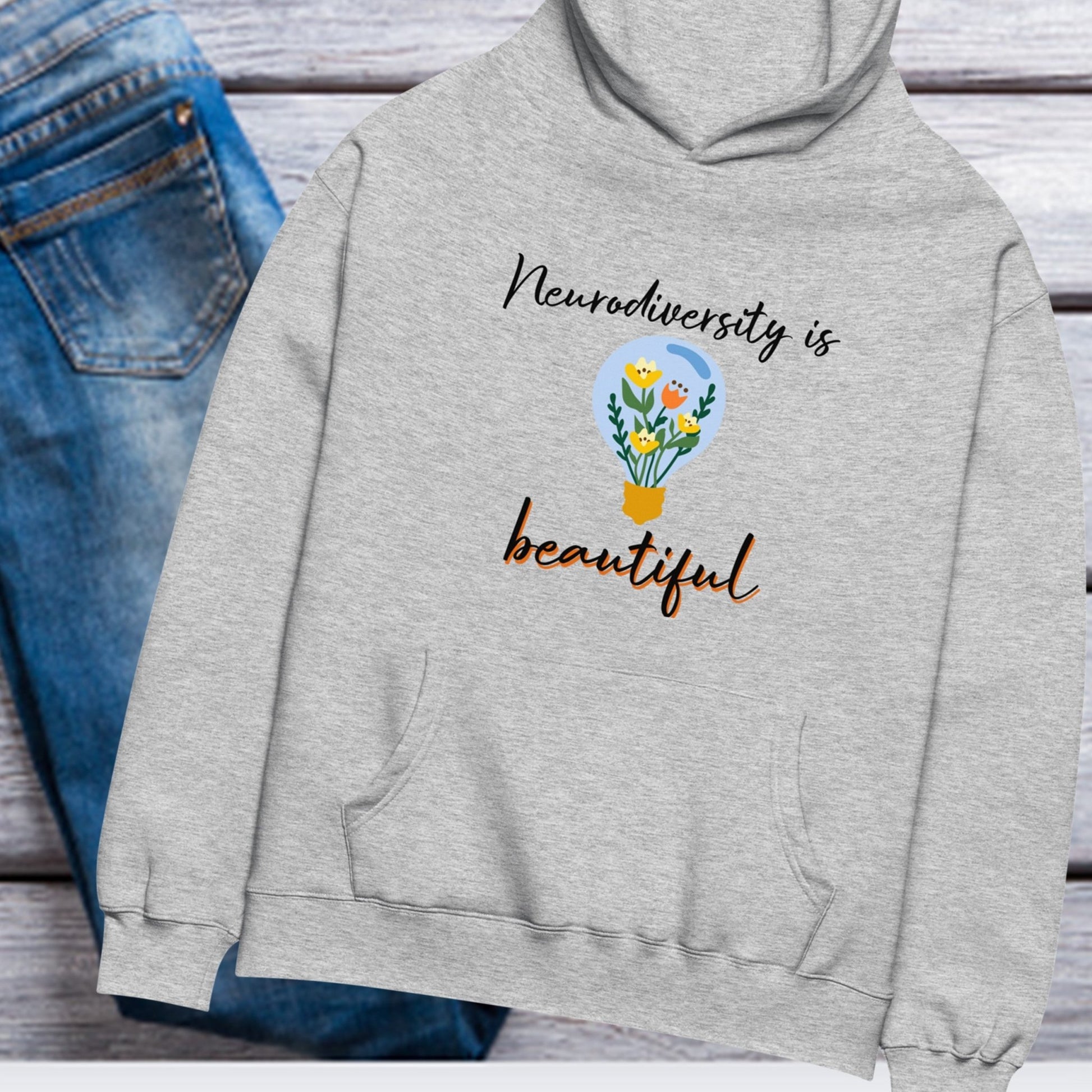 Special Education Teacher Shirt Hoodie SLP Hoodie Gray Neurodiversity is Beautiful Light Bulb Autism Acceptance Autism Awareness with background