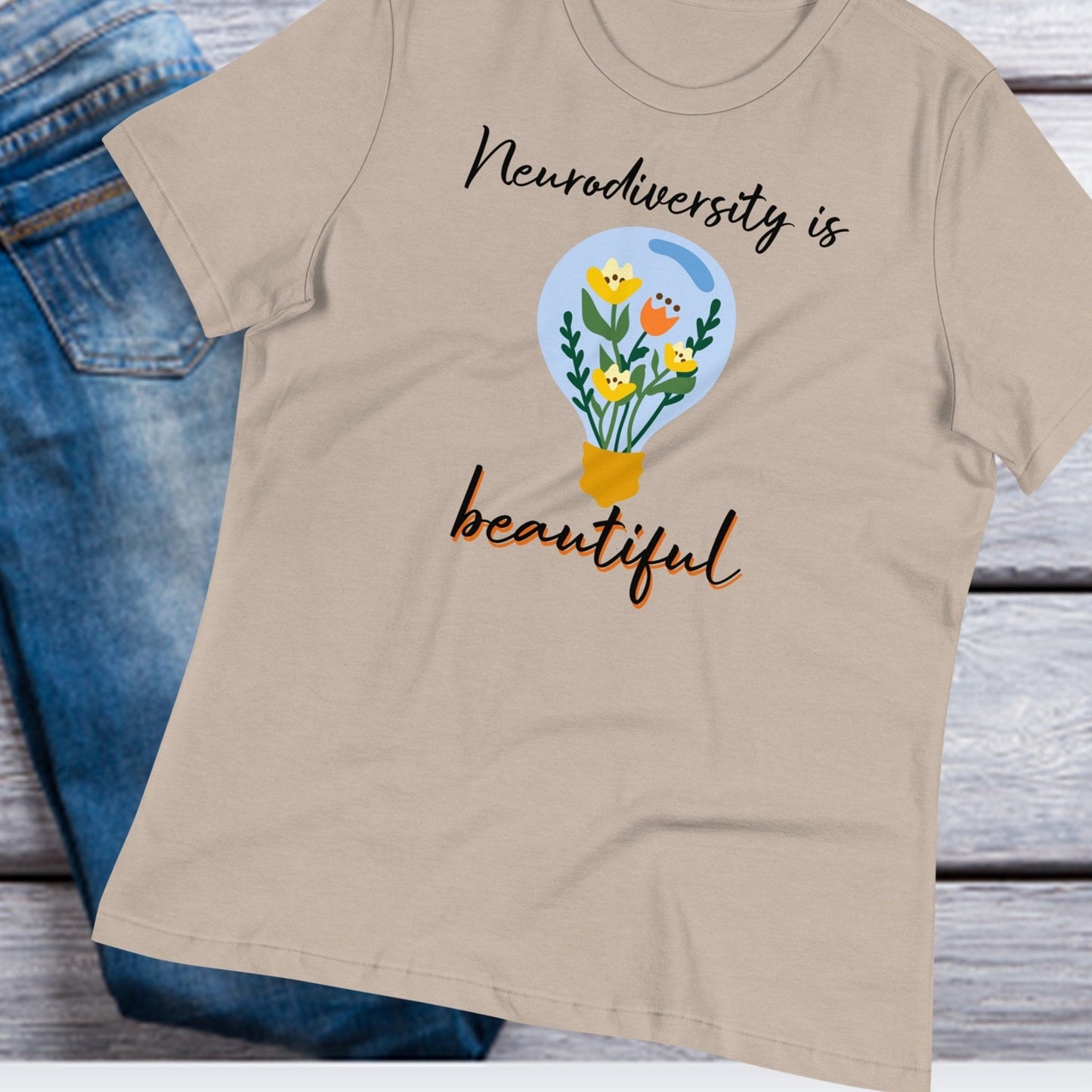 Autism Acceptance Special Education Teacher Shirt SLP Women's T-shirt Stone Neurodiversity is Beautiful with background