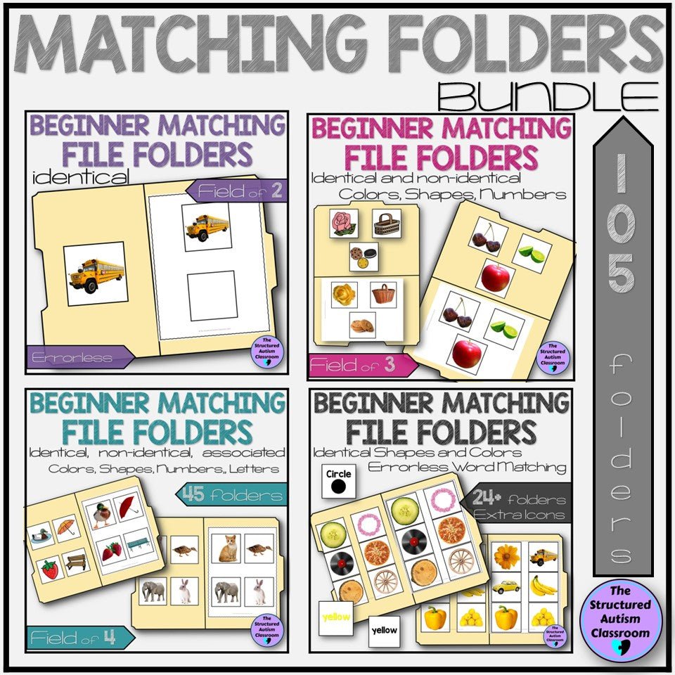 Identical photo picture matching file folders for autism and special education digital download