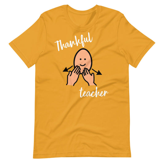 Thankful teacher special education teacher shirt with Boardmaker PCS Fall Thanksgiving Teacher shirt gold