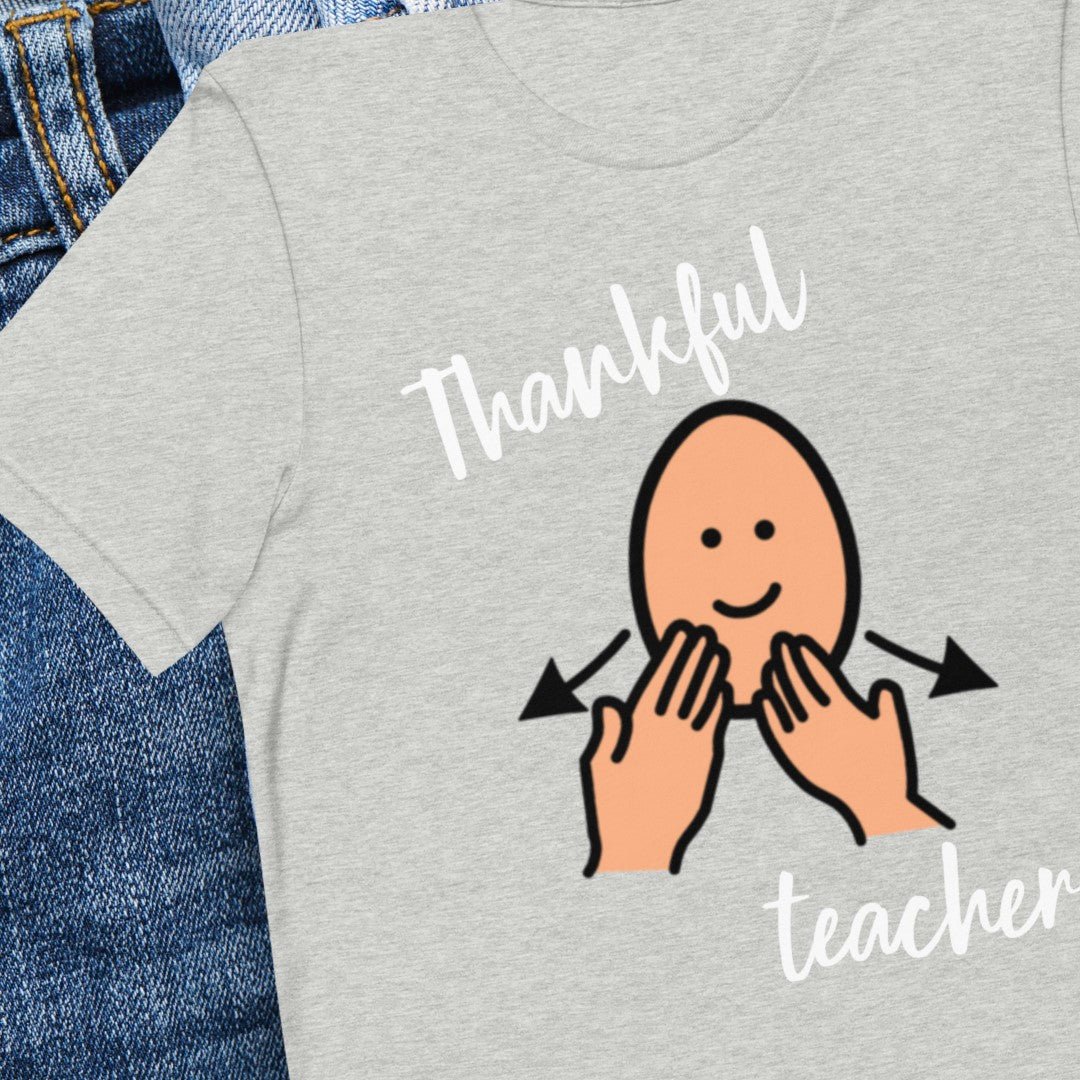 Special Education Teacher T-shirt SLP Shirt "Thankful Teacher" Autism Acceptance and AAC with Picture Communication Symbols