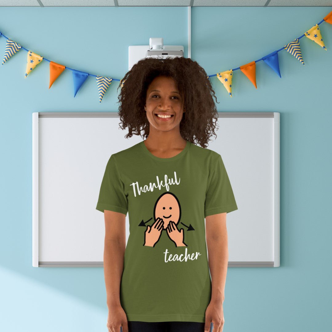 "Thankful Teacher" Fall Special Education Teacher T-shirt with Boardmaker PCS Unisex